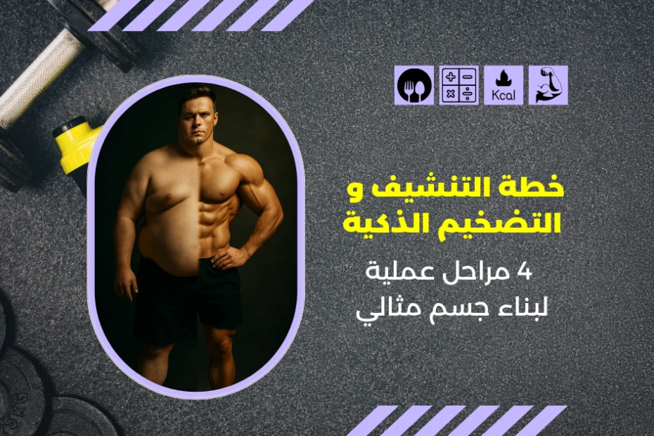 خطة التنشيف والتضخيم الذكية لبناء جسم مثالي من 4 مراحل غذائية وتمارين